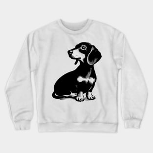 Stick figure dash hound dog in black ink Crewneck Sweatshirt